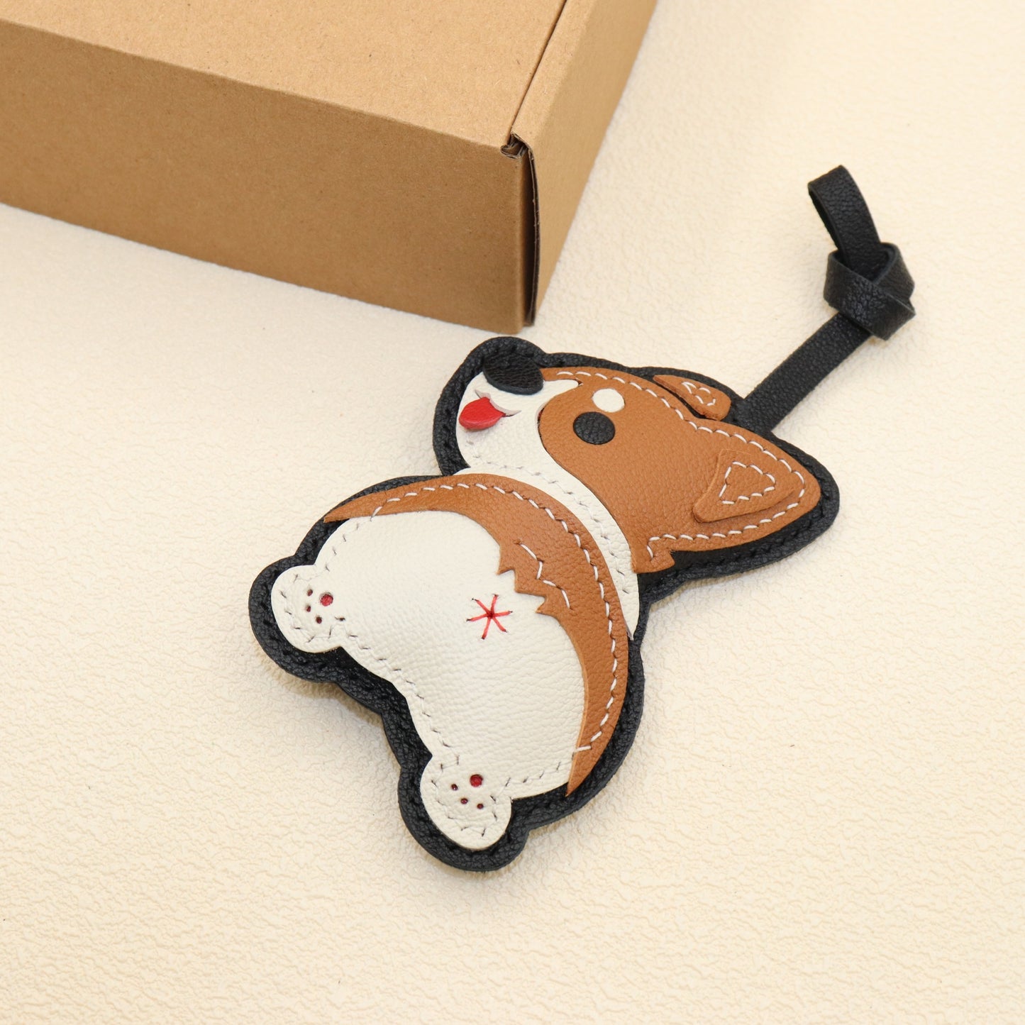 Leather Corgi Keychain Bag Charm