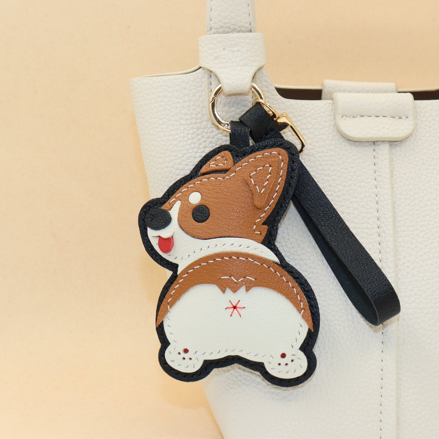 Leather Corgi Keychain Bag Charm
