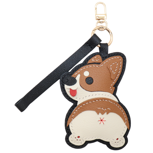 Leather Corgi Keychain Bag Charm