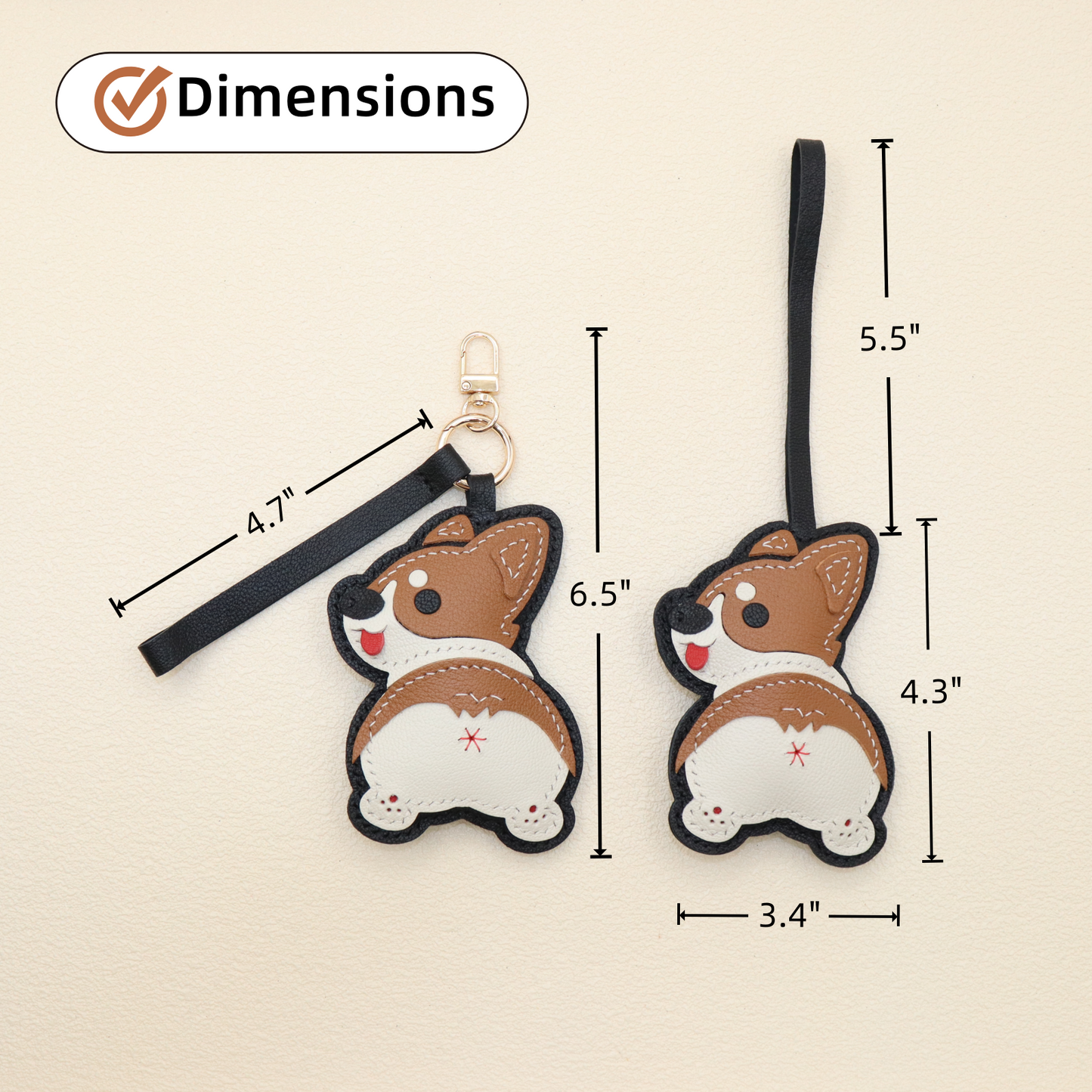 Leather Corgi Keychain Bag Charm
