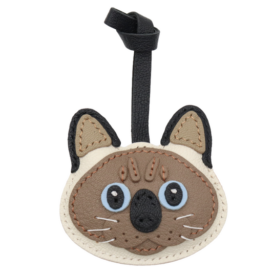 Leather Siamese Cat Bag Charm