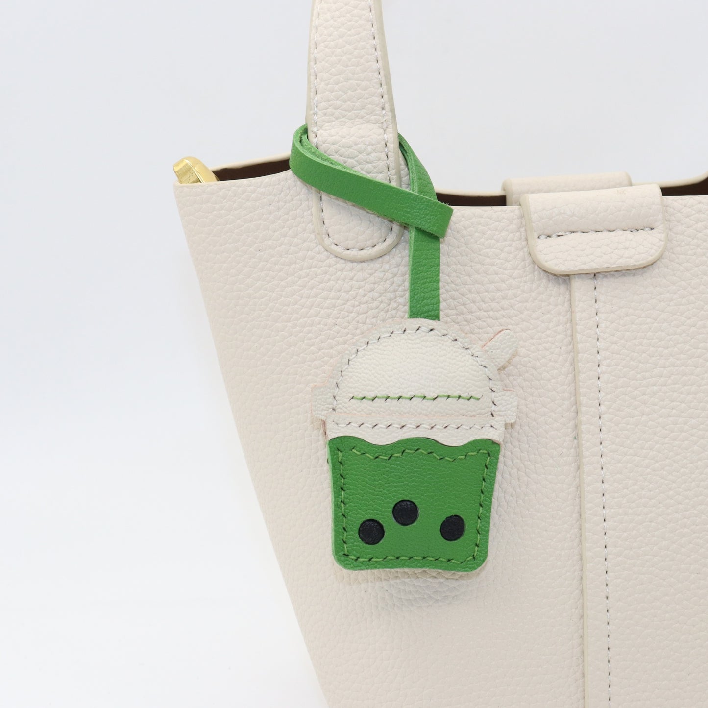 Leather Boba Tea Cup Charm