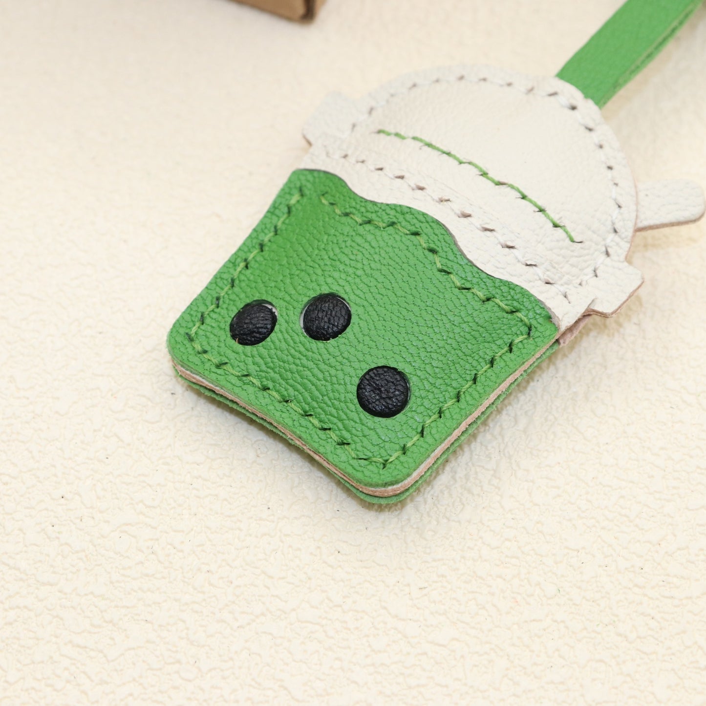 Leather Boba Tea Cup Charm